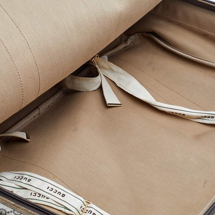 Pre Owned Gucci Beige/Brown GG Supreme Canvas And Leather Vintage Suitcase