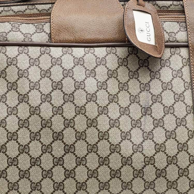 Pre Owned Gucci Beige/Brown GG Supreme Canvas And Leather Vintage Suitcase
