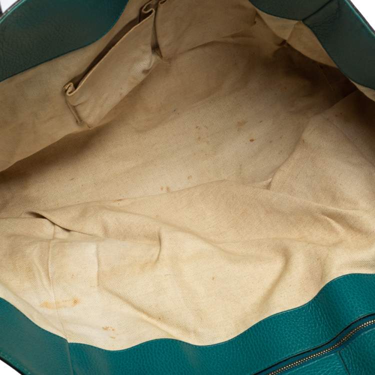 Pre Owned Gucci Navy Blue Leather Large Swing Shopper Tote