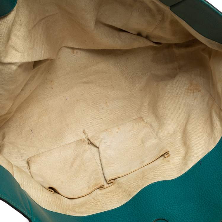 Pre Owned Gucci Navy Blue Leather Large Swing Shopper Tote