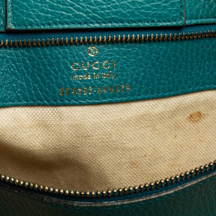 Pre Owned Gucci Navy Blue Leather Large Swing Shopper Tote