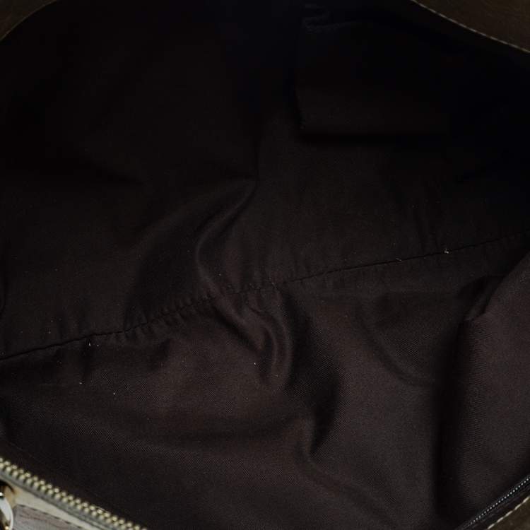 Pre Owned Gucci Beige/Gold GG Canvas and Leather D Ring Tote