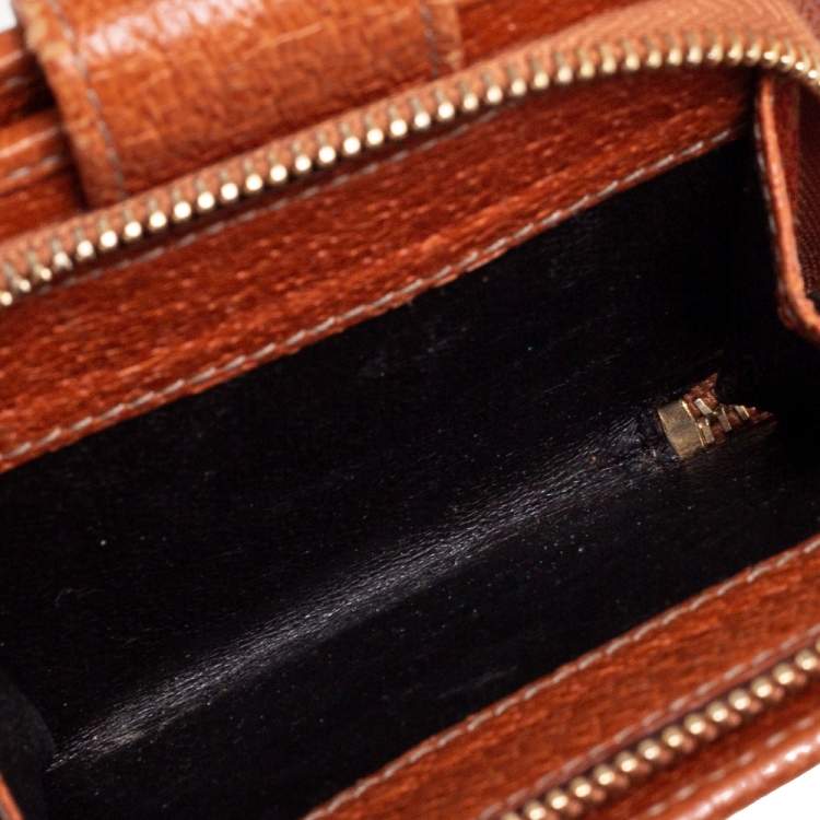 Pre Owned Gucci Beige GG Canvas Zip Around French Compact Wallet