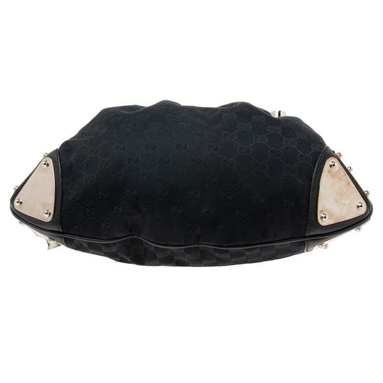 Pre Owned Gucci Black GG Canvas and Leather Medium Babouska Indy Hobo