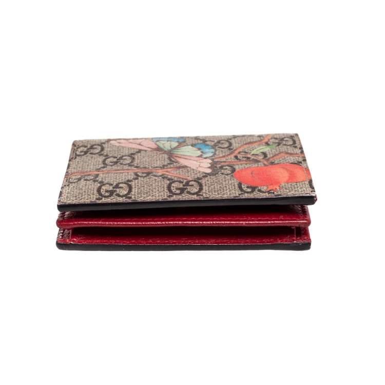 Pre Owned Gucci Beige Tian GG Supreme Canvas Card Case