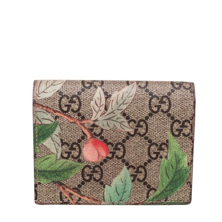 Pre Owned Gucci Beige Tian GG Supreme Canvas Card Case