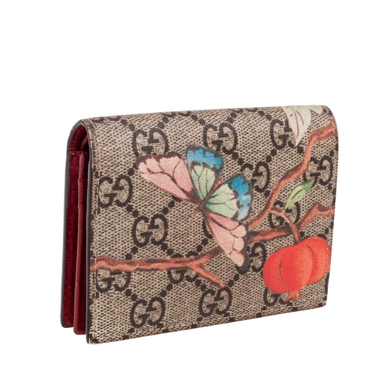 Pre Owned Gucci Beige Tian GG Supreme Canvas Card Case