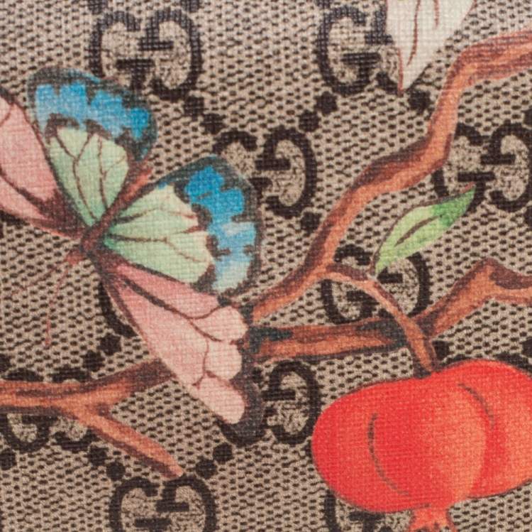 Pre Owned Gucci Beige Tian GG Supreme Canvas Card Case