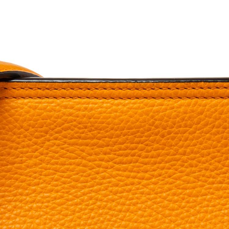 Pre Owned Gucci Orange Leather Large Bamboo Daily Top Handle Bag