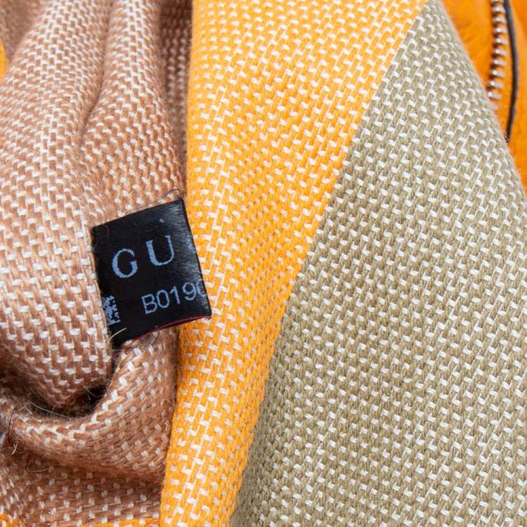 Pre Owned Gucci Orange Leather Large Bamboo Daily Top Handle Bag