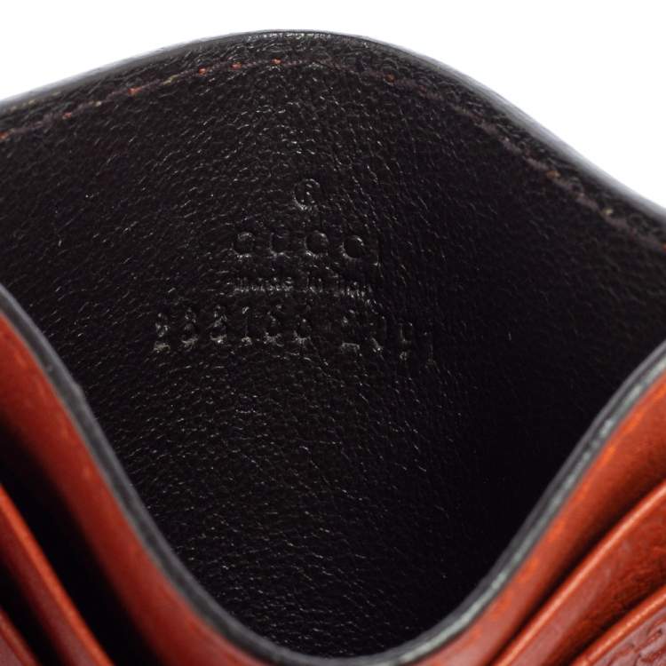 Pre Owned Gucci Tan Microguccissima Leather Card Case