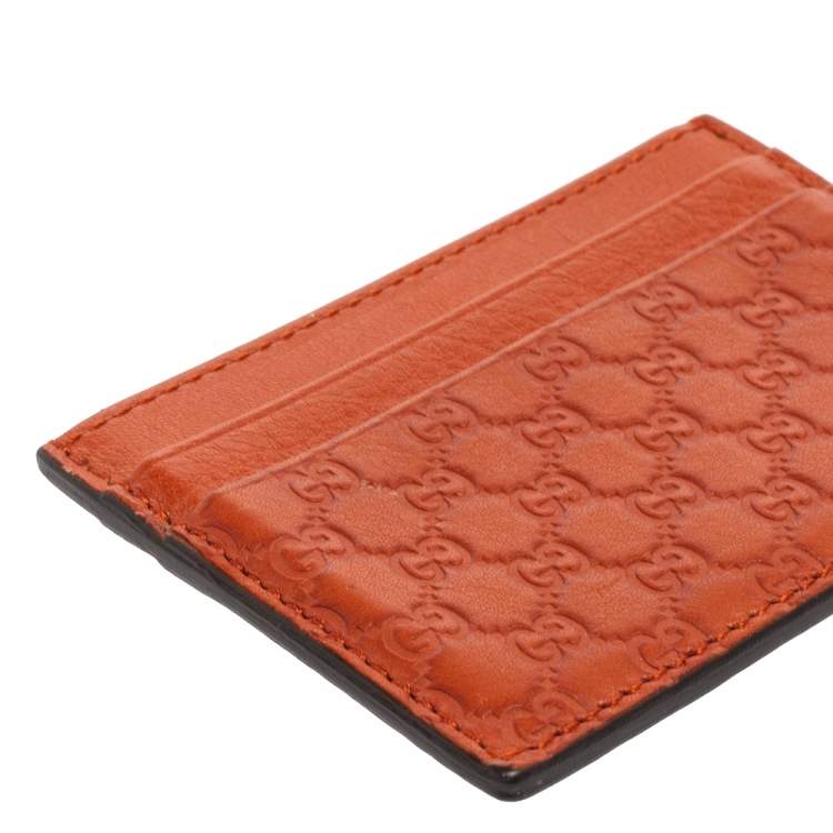 Pre Owned Gucci Tan Microguccissima Leather Card Case