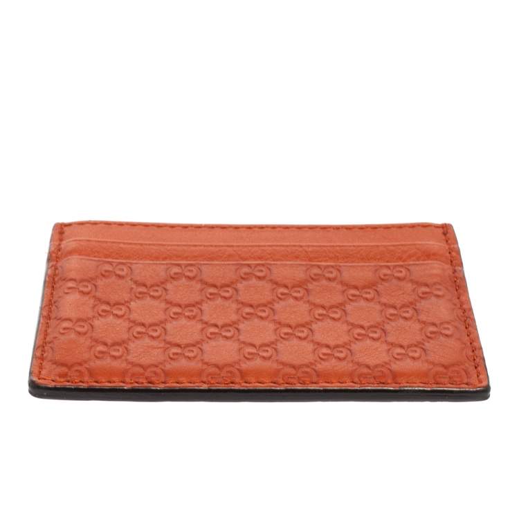 Pre Owned Gucci Tan Microguccissima Leather Card Case