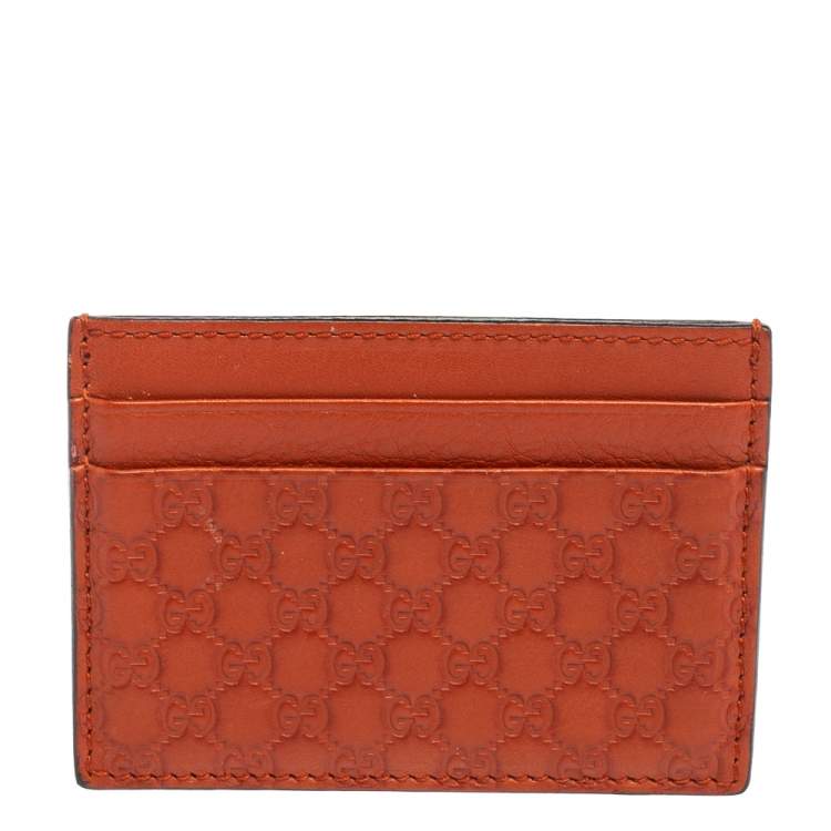 Pre Owned Gucci Tan Microguccissima Leather Card Case