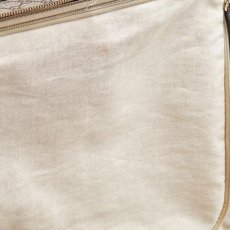 Pre Owned Gucci Beige/Ebony GG Supreme Canvas And Leather Medium Four Wheel Carry-On Suitcase