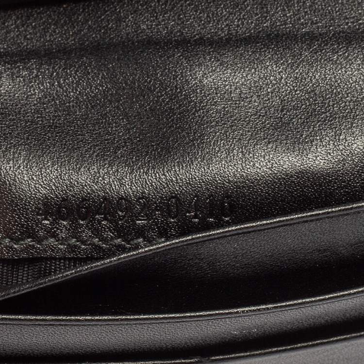 Pre Owned Gucci Black Matelassé Leather GG Marmont Card Case