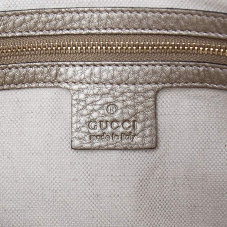 Pre Owned Gucci Gold/Beige Python and Leather Bella Tote
