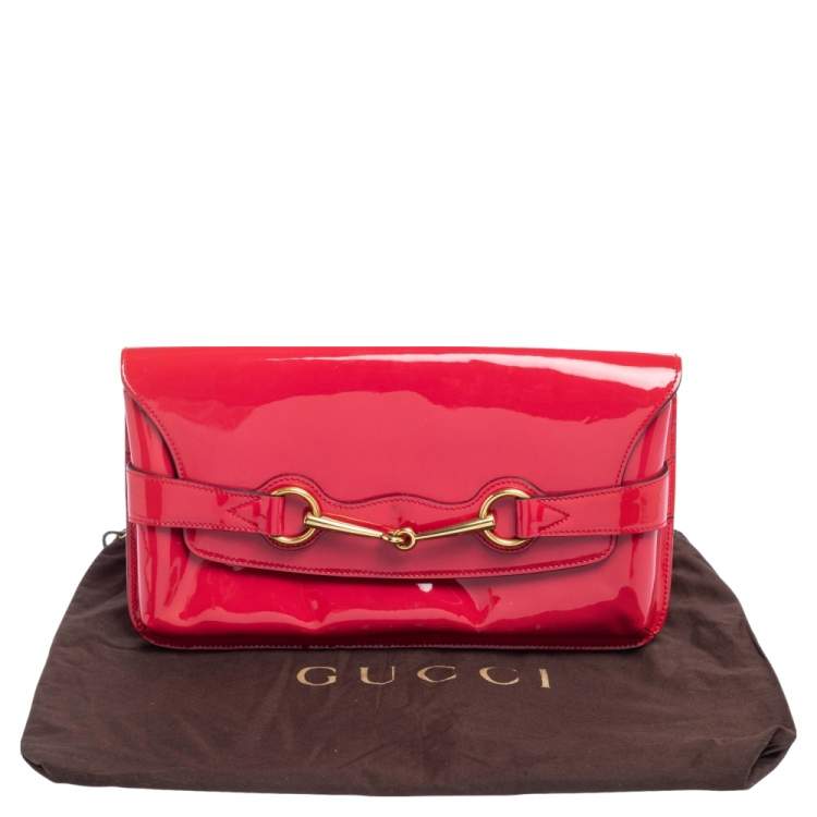 Pre Owned Gucci Pink Patent Leather Bright Bit Clutch