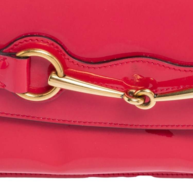 Pre Owned Gucci Pink Patent Leather Bright Bit Clutch