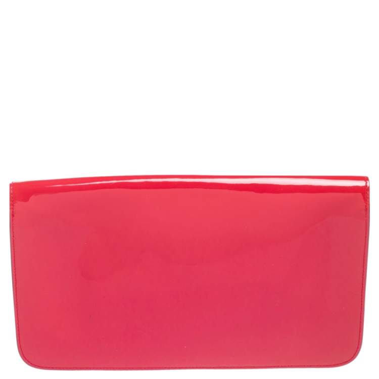 Pre Owned Gucci Pink Patent Leather Bright Bit Clutch