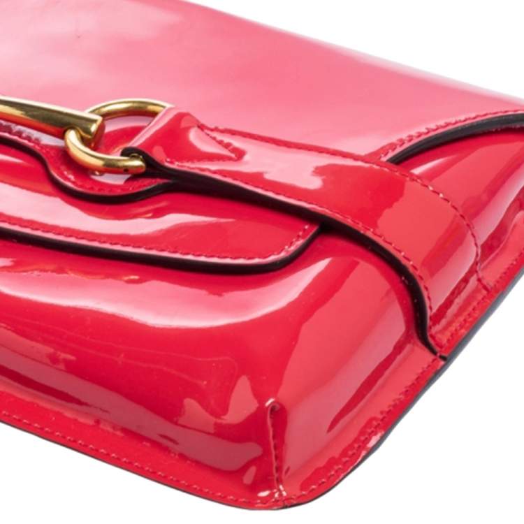Pre Owned Gucci Pink Patent Leather Bright Bit Clutch
