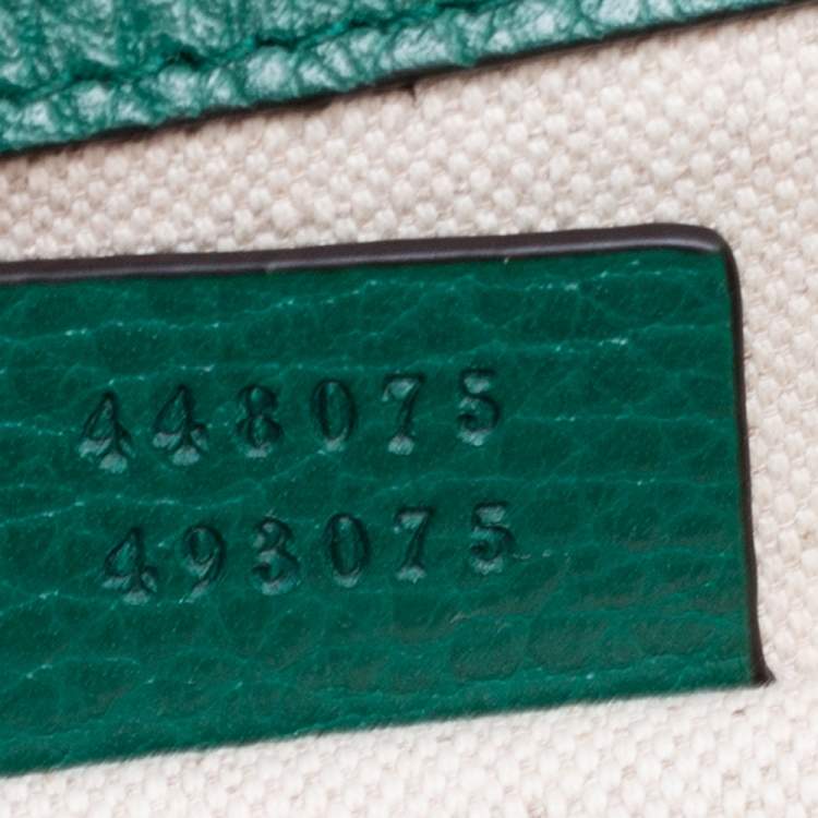 Pre Owned Gucci Green Leather Medium Dionysus Bamboo Top Handle Bag
