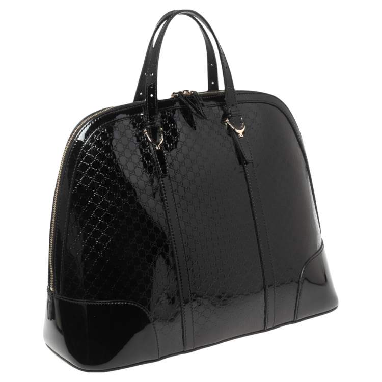 Pre Owned Gucci Black Microguccissima Patent Leather Large Nice Top Handle Bag