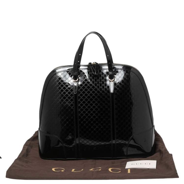 Pre Owned Gucci Black Microguccissima Patent Leather Large Nice Top Handle Bag