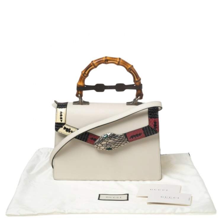 مملوكة مسبقًا Gucci Cream Leather and Snakeskin Small Lilith Top Handle Bag