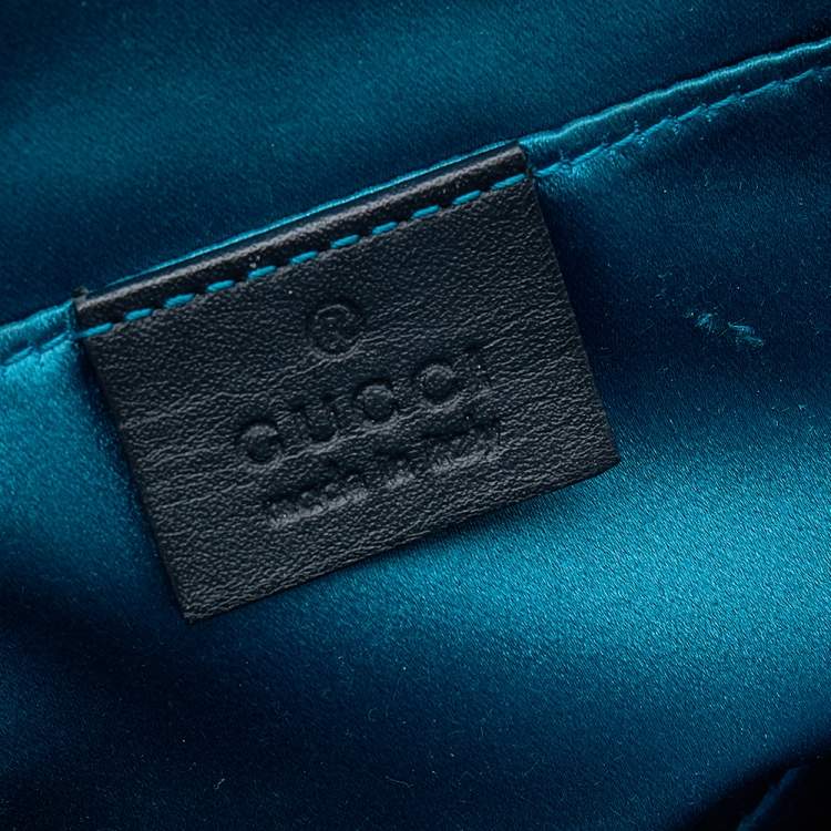 Pre Owned Gucci Black Leather And Suede Small Ophidia Dragon Embroidered Shoulder Bag