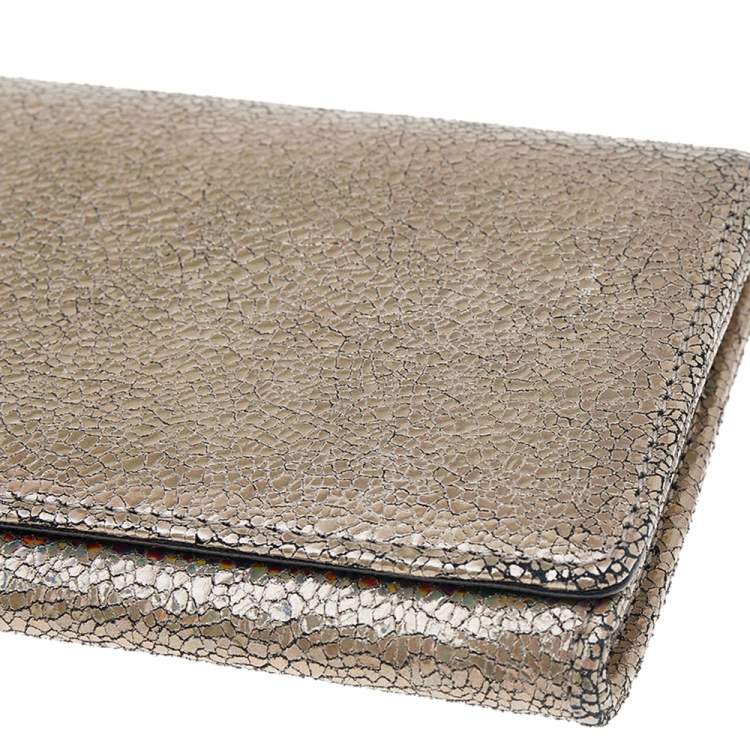 Pre Owned Gucci Metallic Hologram Leather Interlocking G Flap Continental Wallet