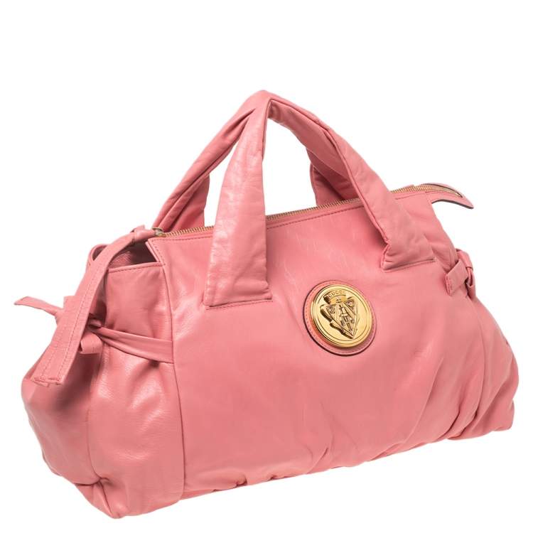Pre Owned Gucci Pink Leather Hysteria Satchel 