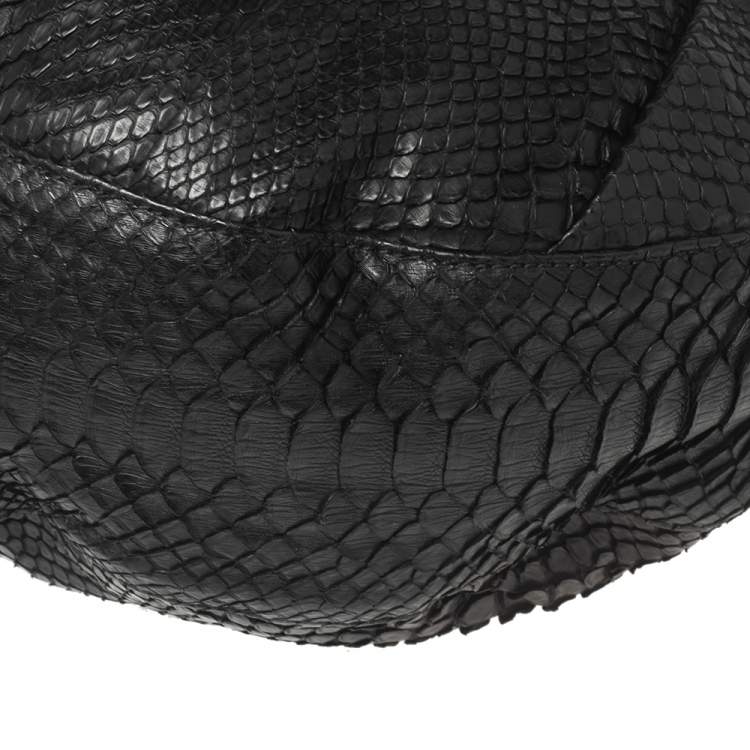 Pre Owned Gucci Black Python and Leather Medium Icon Bit Convertible Hobo