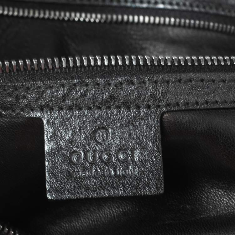 Pre Owned Gucci Black Python and Leather Medium Icon Bit Convertible Hobo