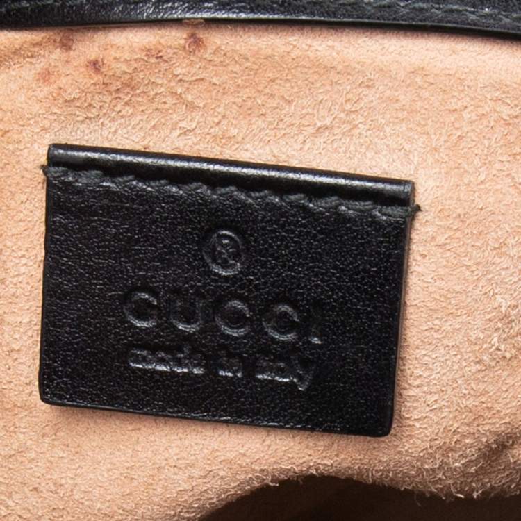 Pre Owned Gucci Black Matelassé Leather GG Marmont Mini Top Handle Bag