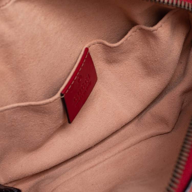 Pre Owned Gucci Red Matelassé Leather GG Marmont Belt Bag