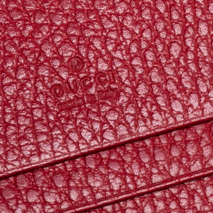 Pre Owned Gucci Red Leather GG Marmont Flap Card Case