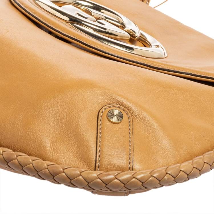 Pre Owned Gucci Beige Leather Medium Britt Tassel Hobo