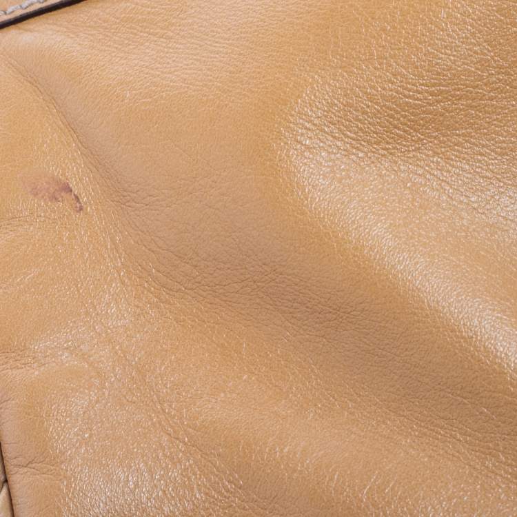 Pre Owned Gucci Beige Leather Medium Britt Tassel Hobo
