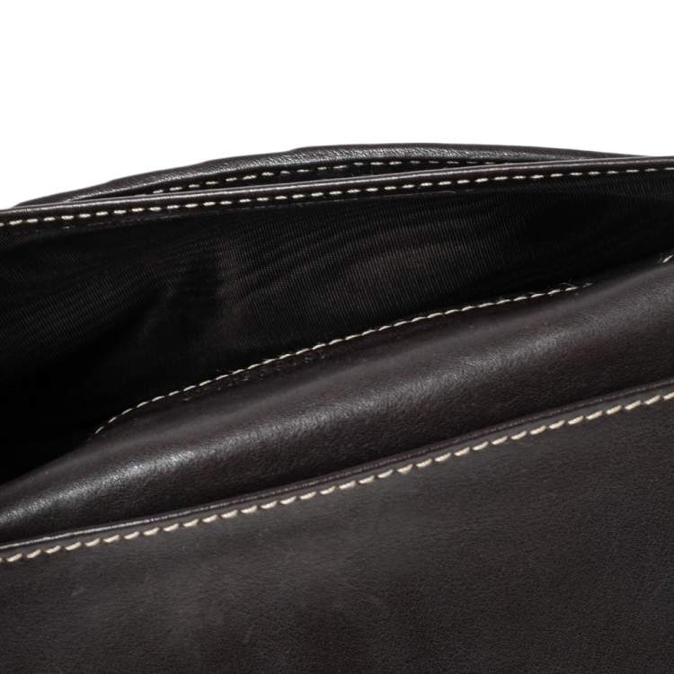 Pre Owned Gucci Dark Brown/Beige GG Canvas and Leather Indy Continental Wallet