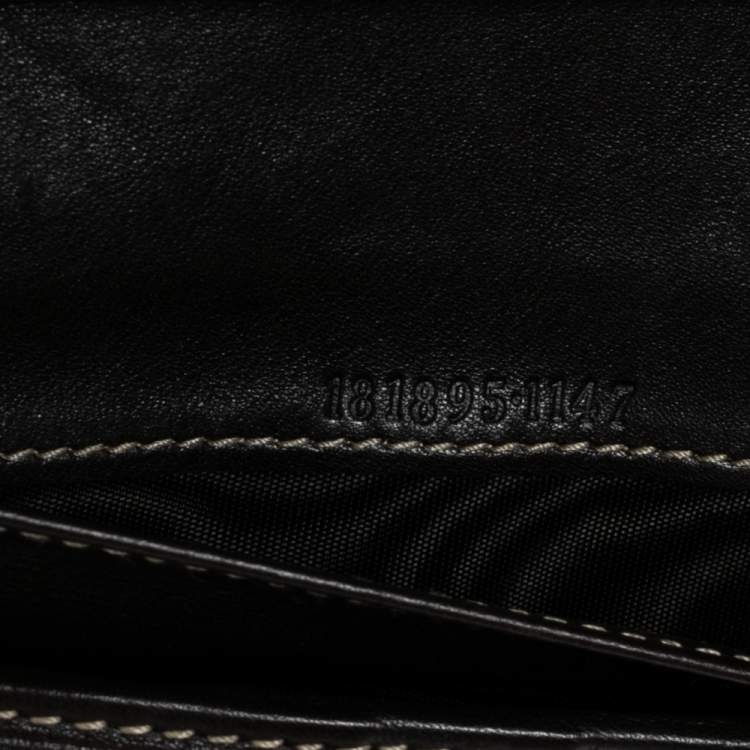Pre Owned Gucci Dark Brown/Beige GG Canvas and Leather Indy Continental Wallet