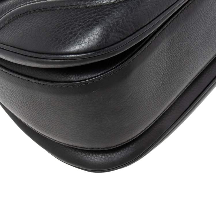 Pre Owned Gucci Black Leather Large New Bamboo Tassel Top Handle bag