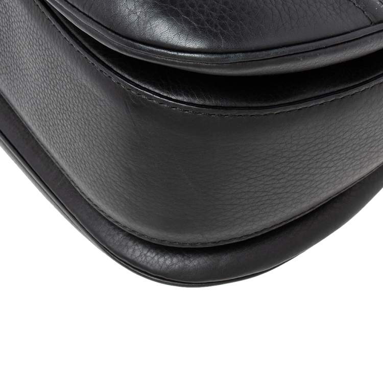 Pre Owned Gucci Black Leather Large New Bamboo Tassel Top Handle bag