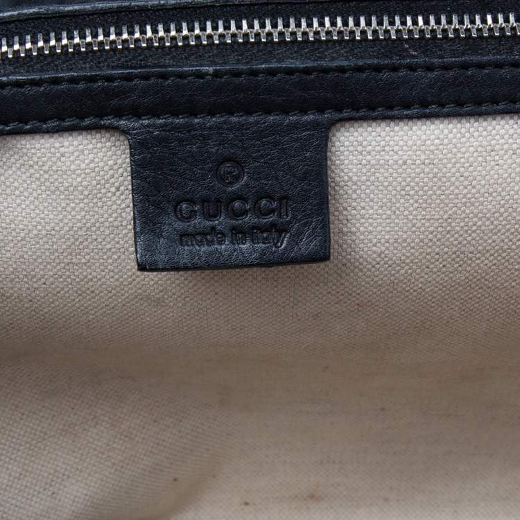 Pre Owned Gucci Black Leather Large New Bamboo Tassel Top Handle bag