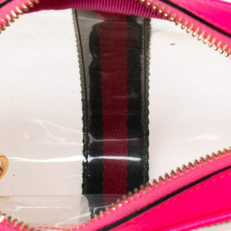 Pre Owned Gucci Pink PVC and Leather Mini Ophidia Transparent Shoulder Bag