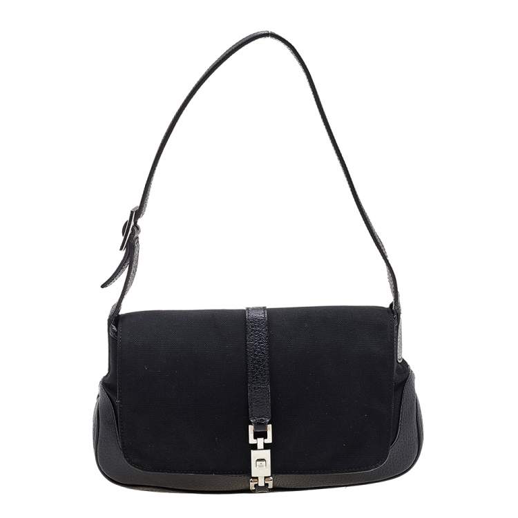 Gucci Black Canvas And Leather Jackie Shoulder Bag Gucci