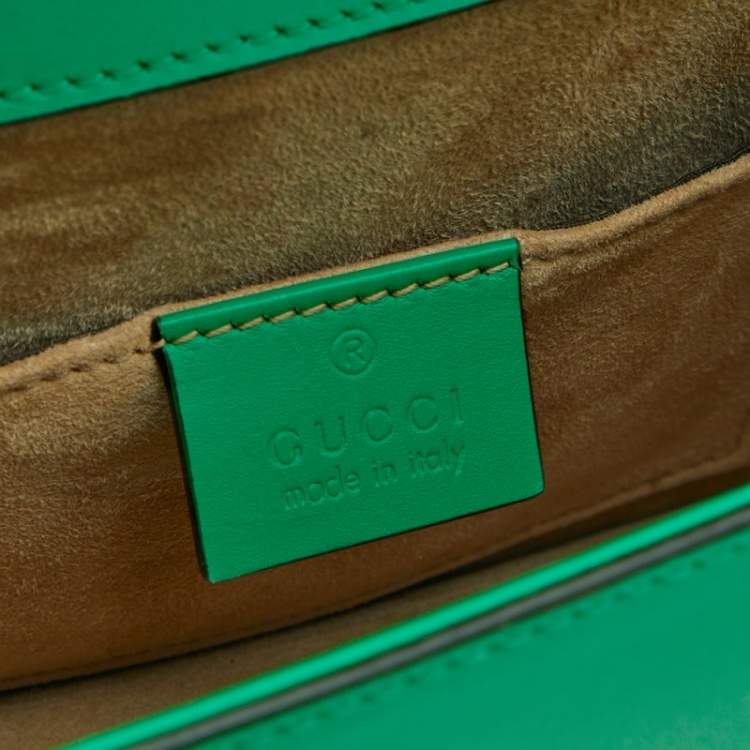 Pre Owned Gucci Green Mini Web Chain Sylvie Top Handle Bag