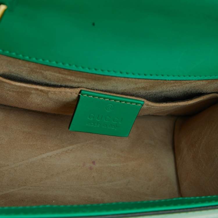 Pre Owned Gucci Green Mini Web Chain Sylvie Top Handle Bag