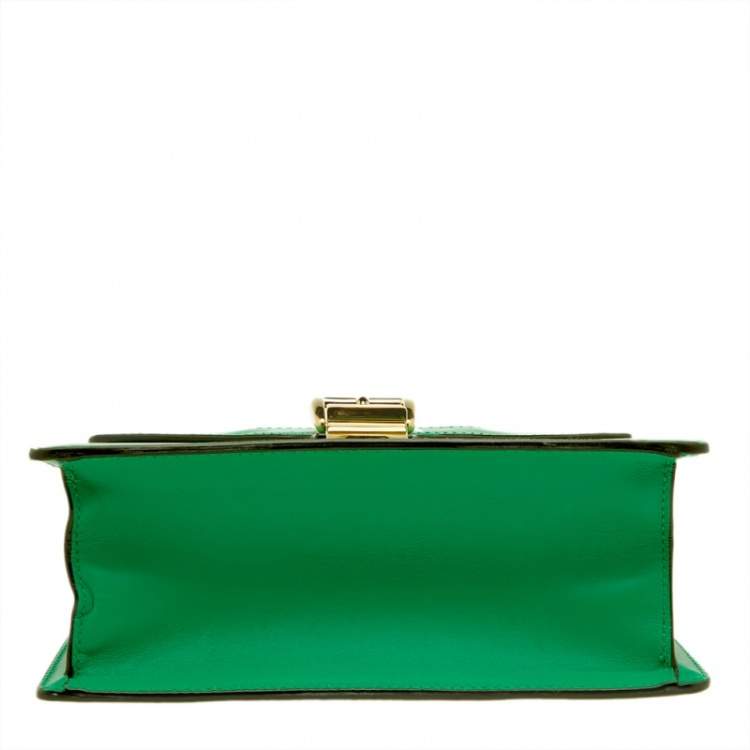 Pre Owned Gucci Green Mini Web Chain Sylvie Top Handle Bag
