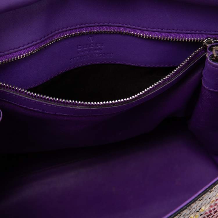 Pre Owned Gucci Multicolor Python Bamboo Daily Top Handle Bag